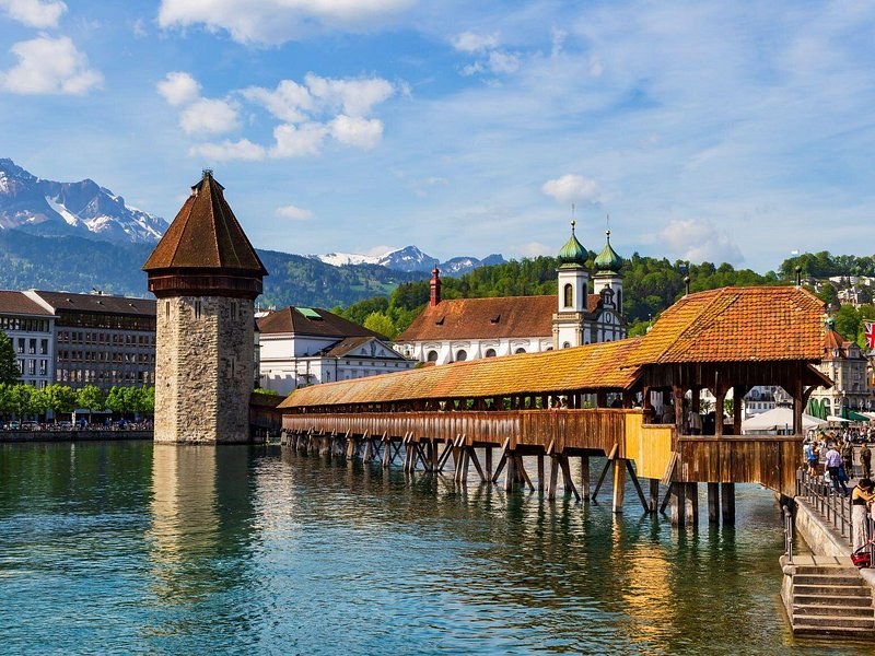 The Chapel Bridge and its water tower in Lucerne